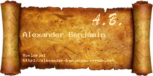 Alexander Benjámin névjegykártya