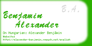 benjamin alexander business card